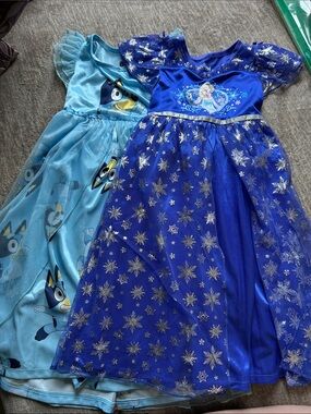 Disney Blue and Light Blue Girls' Frozen-Style Snowflake Pajama Dress Set